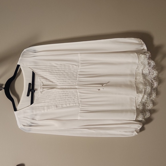 WHBM Lace-trim Boho Blouse, White, Size 8 - Picture 5 of 9